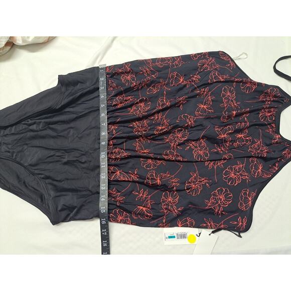 Calvin Klein Black Energy Multi Printed Blouson One-Piece Swimsuit US 16 - Picture 11 of 13